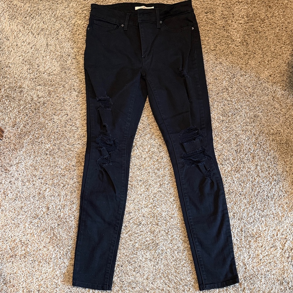 Levi's Women's Distressed Black 711 Skinny Jeans